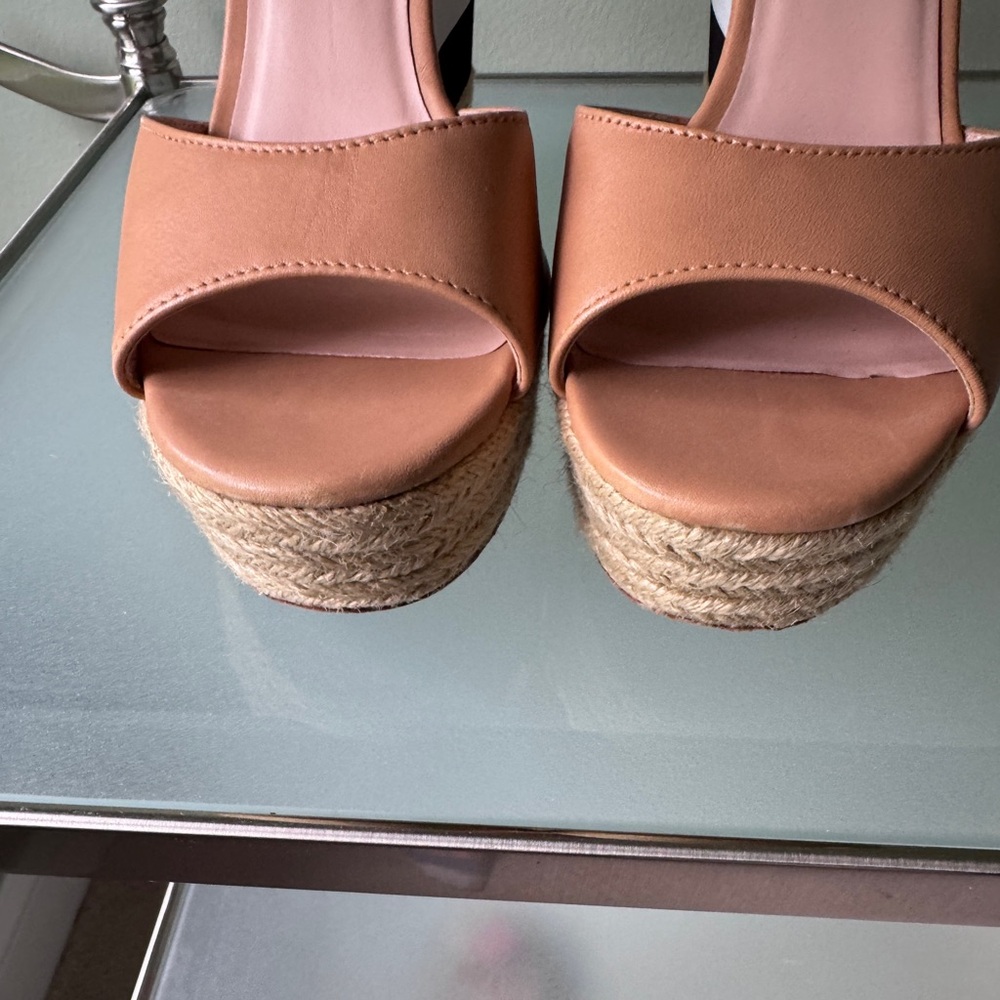 Kate Spade Tan and Black Wedges with White Stripes - Picture 6 of 10